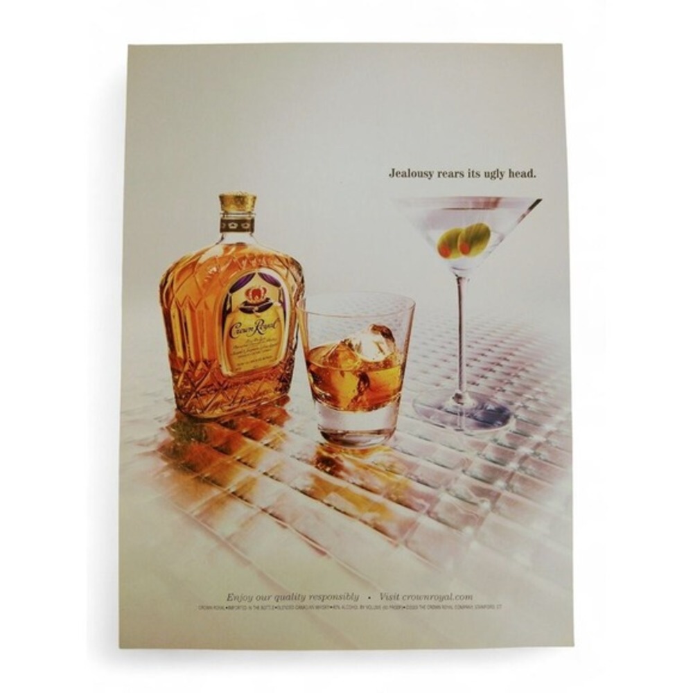 2004 Crown‎ Royal Whiskey Print Ad Martini Glass Alcohol Bar Wall Art Y2K Luxury